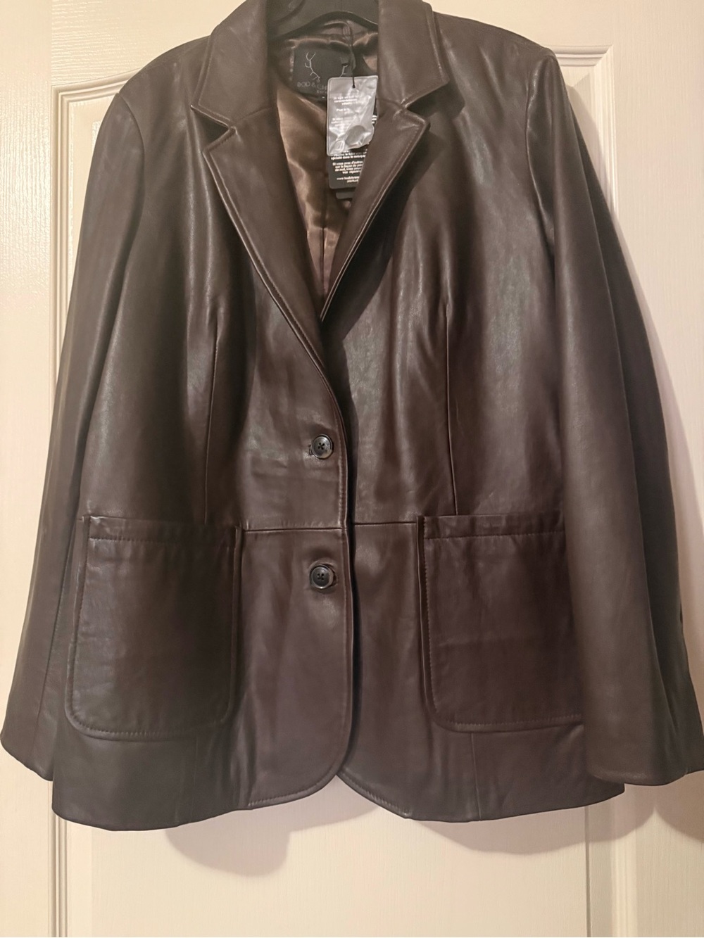 Bod&Christensen Classic Women's in Queen Brown Leather Blazer Jacket Size Large